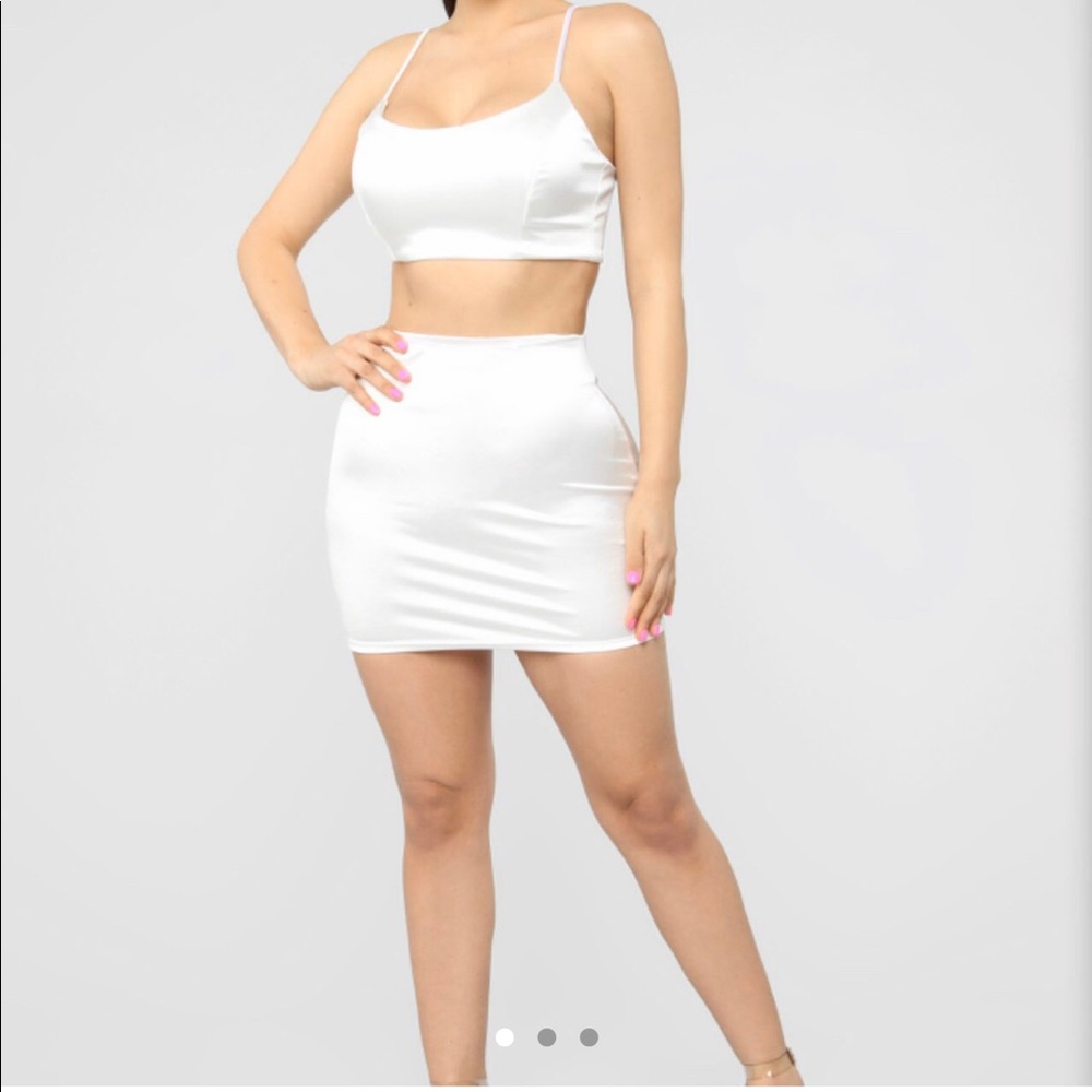 Satin white fashion nova set